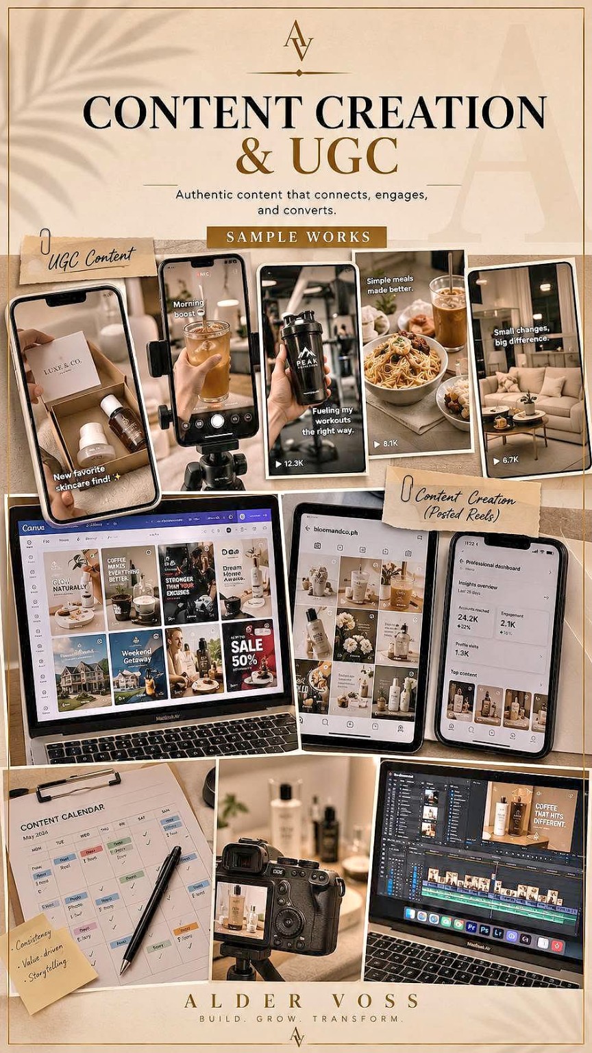 Content creation and UGC sample work